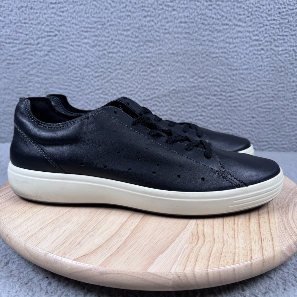 ECCO Soft 7 Mens 11-11.5 US 45 EU Black Leather City Lace Up Casual Shoes